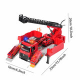 Feuerwehr Spielzeug mit Wasserstrahl, Transformierbare Rettungsfahrzeug mit Leiter, Spielzeug Auto mit Rennstrecke für Indoor & Outdoor, Geschenk für Jungen Mädchen ab 3 Jahre - Image 2