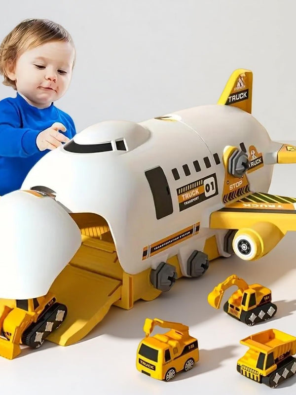 2-in-1 STEM Lernspielzeug, Konstruktionsset als Transporter Flugzeug oder Baufahrzeug, Zerlegbares DIY Bauset für Jungen und Mädchen ab 3 Jahre