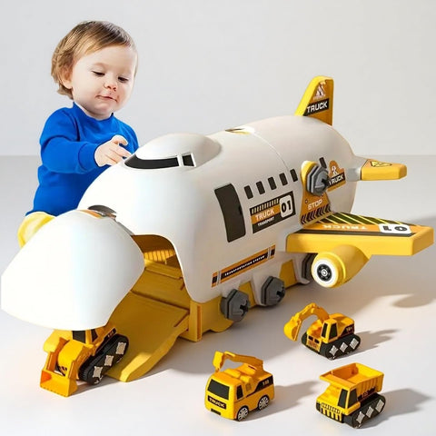 2-in-1 STEM Lernspielzeug, Konstruktionsset als Transporter Flugzeug oder Baufahrzeug, Zerlegbares DIY Bauset für Jungen und Mädchen ab 3 Jahre