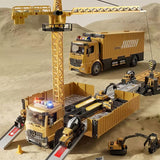 Baufahrzeug Spielzeug Set für Kinder 3-7 Jahre - LKW mit Kran, Licht & Sound - Transportauto Rennstrecke & Baustellen-Set - Geschenk für Jungen Mädchen zu Geburtstag Weihnachten - Image 2