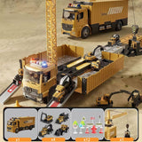 Baufahrzeug Spielzeug Set für Kinder 3-7 Jahre - LKW mit Kran, Licht & Sound - Transportauto Rennstrecke & Baustellen-Set - Geschenk für Jungen Mädchen zu Geburtstag Weihnachten - Image 9