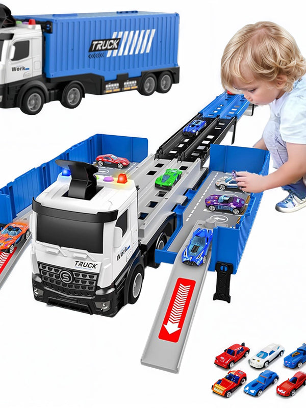 Foldable Race Track Truck with 8 Cars