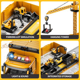 Baufahrzeug Spielzeug Set für Kinder 3-7 Jahre - LKW mit Kran, Licht & Sound - Transportauto Rennstrecke & Baustellen-Set - Geschenk für Jungen Mädchen zu Geburtstag Weihnachten - Image 5