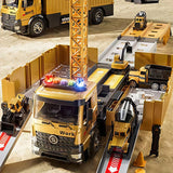 Baufahrzeug Spielzeug Set für Kinder 3-7 Jahre - LKW mit Kran, Licht & Sound - Transportauto Rennstrecke & Baustellen-Set - Geschenk für Jungen Mädchen zu Geburtstag Weihnachten - Image 3