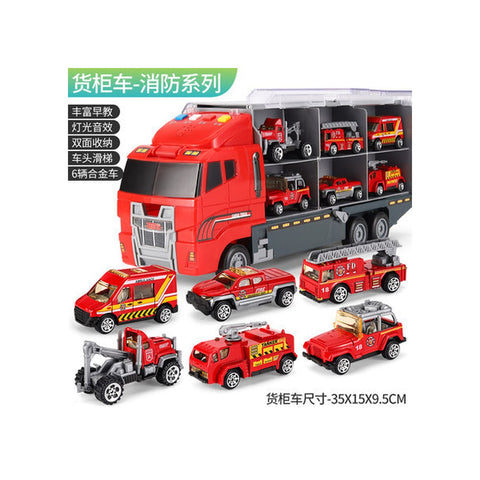 Feuerwehr-Transporter mit Mini-Fahrzeugen