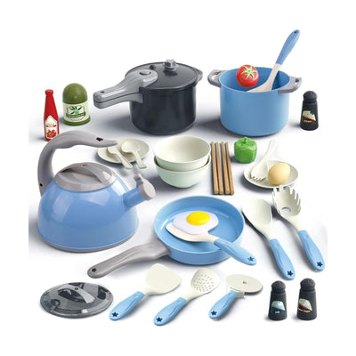 32-teiliges Kinder-Kuechenspielzeug Set - Blau (SKU TS-KITCHEN-BLUE) | Seun & Amana