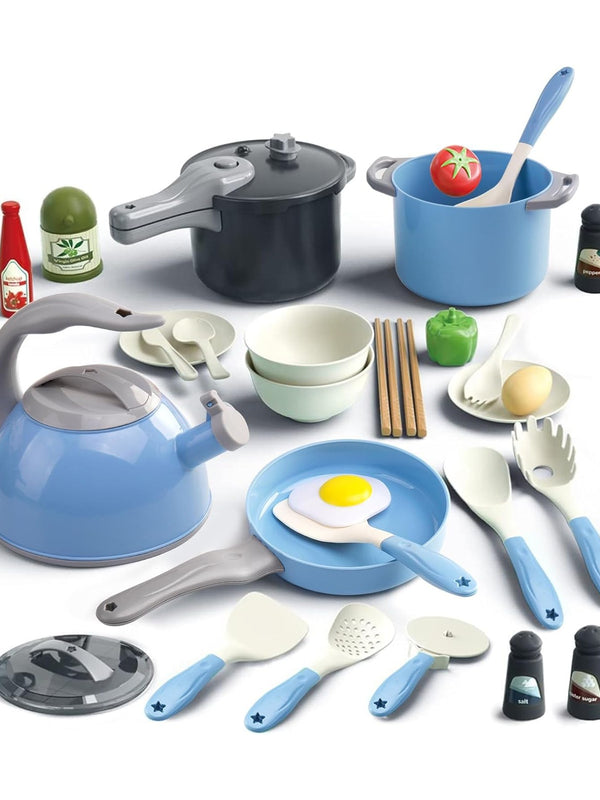 32-teiliges Kinder-Kuechenspielzeug Set - Blau (SKU TS-KITCHEN-BLUE) | Seun & Amana