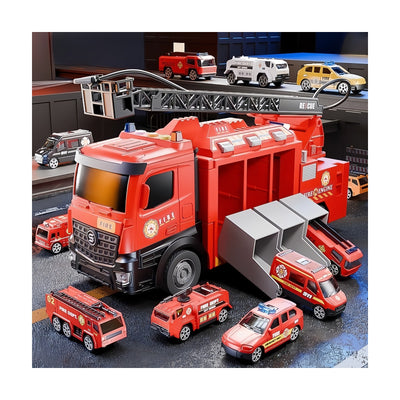 Feuerwehr Katapultbahn mit 6 Spuren - Rot (SKU TS-SJ738A-RED) | Seun & Amana